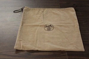 Bolso antipolvo Hermes auténtico Birkin 17 x 17 pulgadas de almacenamiento cordón bronceado tela suave - Imagen 1 de 3