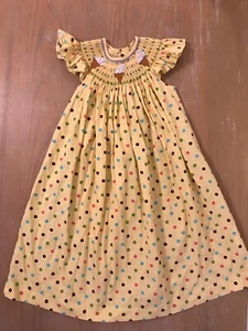 Mom & Me Girls Smock Dress Ice Cream Cones Yellow Short Sleeve Size 4 - Picture 1 of 6
