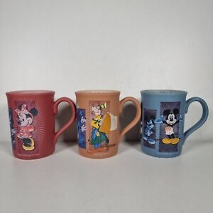 Disney Mickey Mouse, Minnie Mouse and Goofy Set of 3 Red, Blue and Orange Mugs