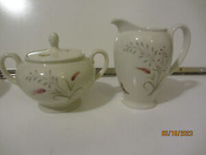 Set of 2 Rosenthal Aida WHITE, Butterfly and Wheat SUGAR BOWL & CREAMER