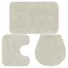 Bathroom Mat Set 3 Pieces Fabric White