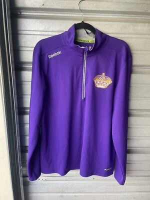 Chaqueta Reebok Center Ice Collection Los Angeles Kings NHL 1/2 Cremallera Púrpura Para Hombre M Foto 1 de 4