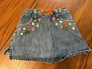 vtg gymboree girls 3 denim mini skirt skort adorned buttons - Picture 1 of 4