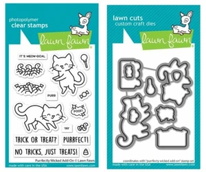 New! Lawn Fawn PURRFECTLY WICKED ADD-ON Clear Stamp and Die Set LF2666 & LF2667 - Picture 1 of 1