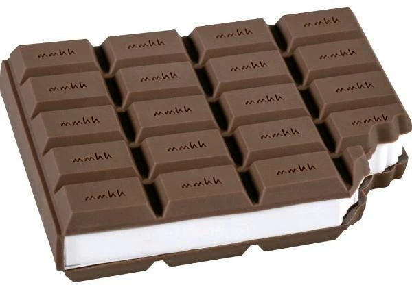 Brunnen Haftnotizblock Schokolade witzig als Gesckenk abgebissener Ecke 90x100mm