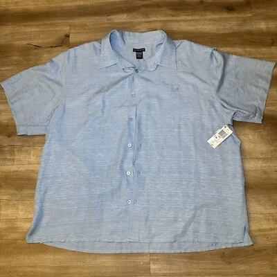 Camisa de seda Knightsbridge para hombre talla XL acanalada azul manga corta botón delantero nueva con etiquetas Foto 1 de 4