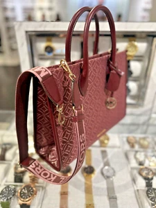 Michael Kors MK Mirella Medium Handbag Purse Tote Crossbody Shoulder Bag Oxblood - Picture 1 of 14