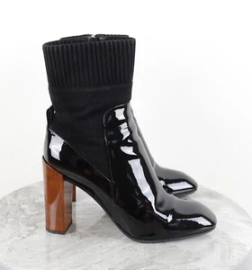 Louis Vuitton Gr. 39 Schwarz Lackleder Wildleder Block Holz LV Heels Booties - Bild 1 von 18