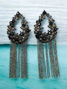 Vintage Unusual Boho Bohemian Removable Pink Glass Earrings Pierced - Picture 1 of 9