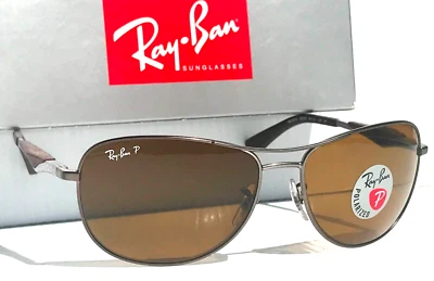Новый Ray Ban 59 мм матовый Gunmetal поляризованный коричневый линзы солнцезащитные очки RB3519 029/83 - Изображение 1 из 4