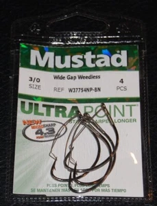 Ganchos sin malezas Mustad W37754NP-BN negros níquel ancho espacio tamaño 3/0 W37754NPBN-30 - Imagen 1 de 1