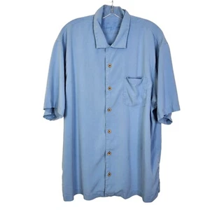 Tommy Bahama Herren XL Seide Knopfleiste Kragen Rum Bar kubanisch blau Hemd LESEN - Bild 1 von 8