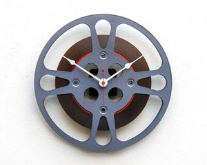 Recycled 16mm movie film reel wall clock, theater, antique, vintage, upcycle, - Picture 1 of 3