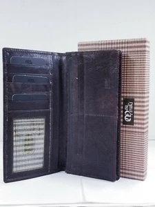 Portafoglio lungo Mou Meraki vintage vera pelle blocco rfid portafogli bifold - Foto 1 di 8