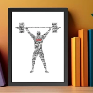 Personalised Weight Lifter Word Art Frame Print | Gym Figure Print A5/A4/A3 - Picture 1 of 9