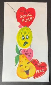 VTG Fuld Valentine UNUSED Anthropomorphic Lemon “Don’t Be A Sour Puss” *PAPER* - Picture 1 of 4