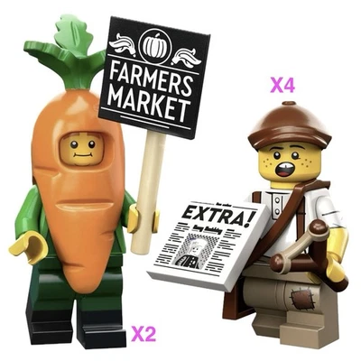 Lego Collectible Minifigure Series 24 Lot Of 6 CMF Unsealed Carrot Newsie READ - Image 1 of 2
