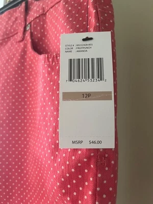 Novo com etiquetas Gloria Vanderbilt Amanda Capris Stretch, 12 Petite, Vermelho - Imagem 1 de 3