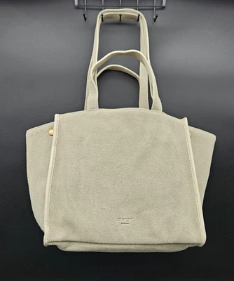 Bolso de Mano MARGOT NEW YORK Jamee Doble Asa, Cuero Gamuza Beige/Gris, Bolsa, Nuevo con Etiquetas Foto 1 de 4