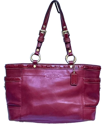 Coach RED Leather Laced Gallery Vintage Shoulder Tote Handbag E0773-11229 Hobo - Image 1 of 4