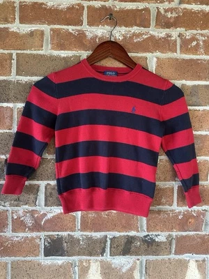 Polo Ralph Lauren Niños Suéter Negro Y Rojo Rayas Talla 5 Niño Pequeño Foto 1 de 4