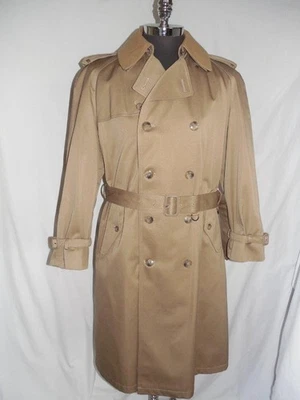 VTG! J G HOOK KHAKI TRENCH COAT NOVA CHECK WOOL LINER COLLAR THROAT LATCH SZ 40R - Image 1 of 4