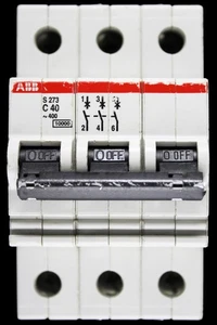 ABB 40 AMP CURVE C 10kA TRIPLE POLE MCB CIRCUIT BREAKER S273 - Picture 1 of 6