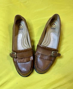 Earth Spirit Gelron 2000 Women Brown Leather Loafers Buckle Moccasin Comfort 9.5 - Picture 1 of 6