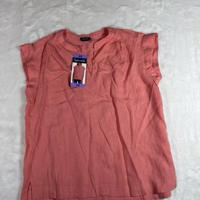 Splendid Women's Split Neck Cap Sleeve Blouse Orange Size XS - Image 1 of 4