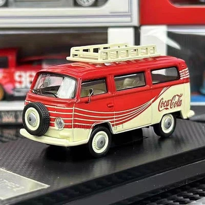 1/64 T2 1973 Coca-Cola Painted Alloy Car Model Vintage Touring Car Van - Image 1 of 4
