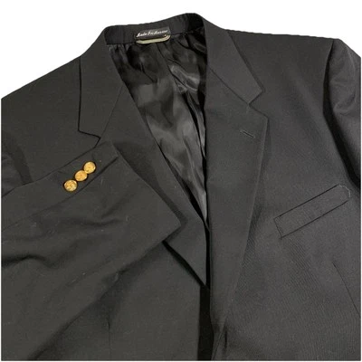 Blazer Stafford Executive Para Hombres 50R Negro Dorado Botón Abrigo Deportivo Traje Chaqueta Lana Foto 1 de 4