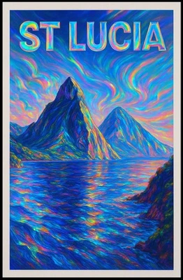 St. LuciaS Vibrant Landscape Poster - Image 1 of 4