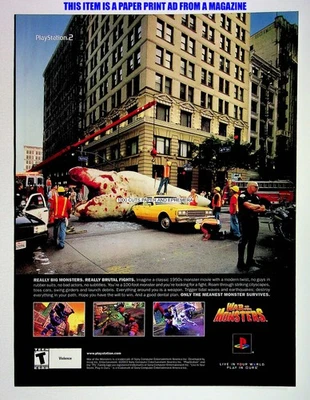 Cartel publicitario de revista impresa War of the Monsters Sony PlayStation 2 2003 ANUNCIO Foto 1 de 2