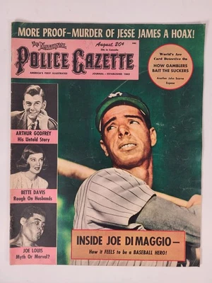 AUGUST 1950 THE NATIONAL POLICE GAZETTE MAGAZINE JOE DIMAGGIO COVER JESSE JAMES  Foto 1 de 4