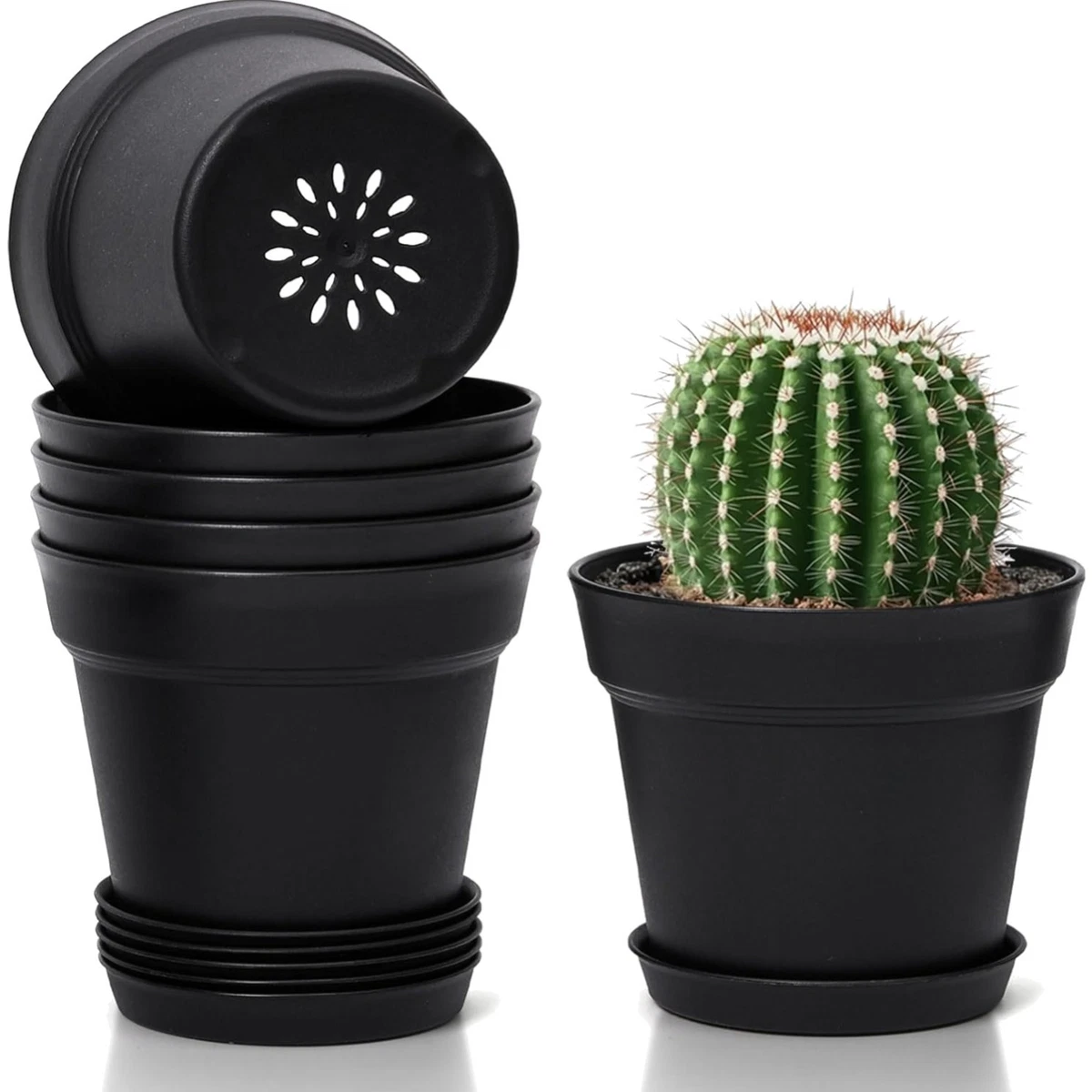Selbstbewässernde Orchideentöpfe – 3er-Set, Weiß & Schwarz, Mit Netzkorb