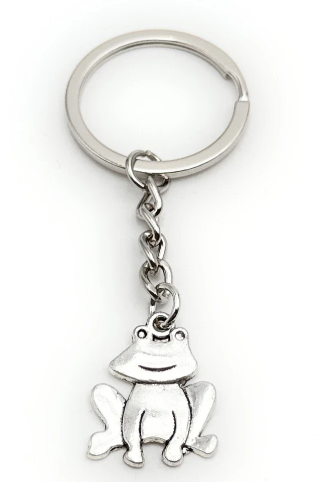 Frosch sitzend Schlüsselanhänger Anhänger aus Metall Silber - Bild 1 von 4