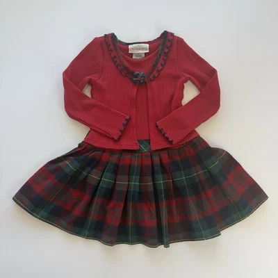 Vestido Youngland Y2K Niñas Talla 6 Rojo Cuadros Retro De Colección Cárdigan Escolar Foto 1 de 4