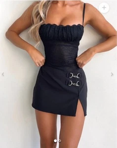 Outcast Layla Mini Dress Black Size XS Lace Up Festival Rave Sexy EUC WORN ONCE - Picture 1 of 12