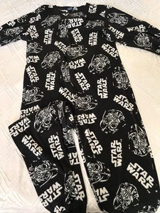 Star Wars Black White Darth Vader Adult Fleece One Piece Pajamas Size XL  - Picture 1 of 10