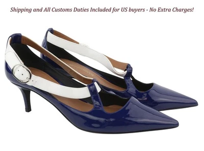 Tacones para mujer Emporio Armani X3E397 EU37 charol azul hebilla puntiaguda Foto 1 de 4