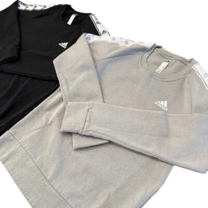 Adidas Womens S Crewneck Logo Sweatshirt White 3-Stripe Sleeves Cotton - Picture 1 of 8