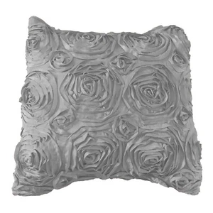 Satin Rosette 3D Raised Pop-Up Petals Decorative Throw Pillow/Sham Cushion Cover - Picture 1 of 67