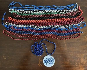 11 Red Blue Bead Cord Chain Garland Holiday Party Decor and Miller Beer Necklace - Picture 1 of 11