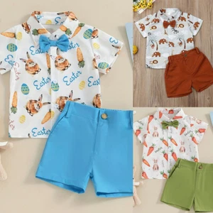 Toddler Baby Boys Summer T-Shirt Tops Shorts Tracksuit Outfit Set Kids Clothes - Picture 1 of 22