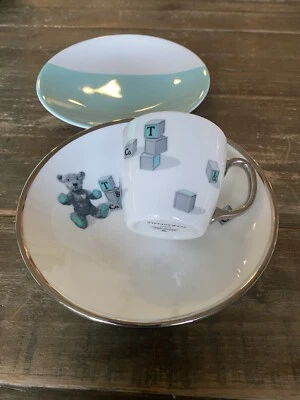 Tiffany & Co. Baby Bear & Blocks 3 Piece Set Cup Bowl Plate New No Box - Image 1 of 4
