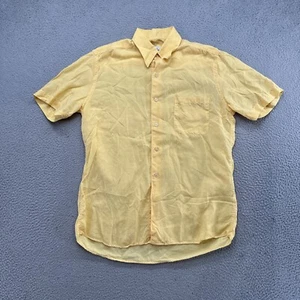 Men's St. Croix Lyocell Linen Blend Yellow Button Front Shirt in Size Small READ - Picture 1 of 9