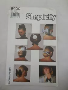 Vintage Simplicity Sewing Pattern 8000 Hair Bows UNCUT 1986 - Picture 1 of 3