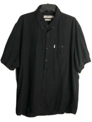 Camisa Five Four Hombre Negra Lino Algodón Manga Corta Abotonada Clásica Talla 3X Foto 1 de 4