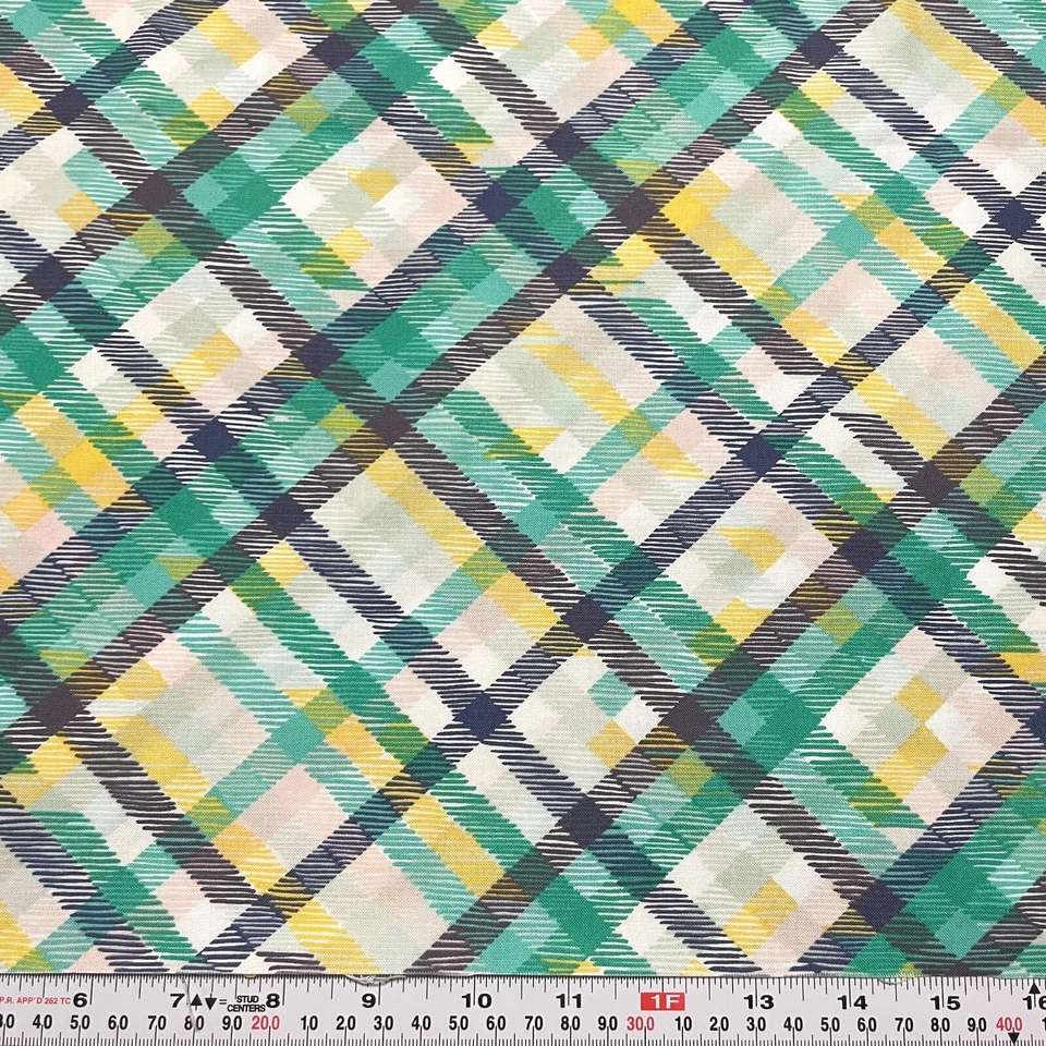 Midnight Garden by One Canoe Two for Moda Plaid Cotton HALF YARD Remnant 18 x 43 - Image 1 of 2