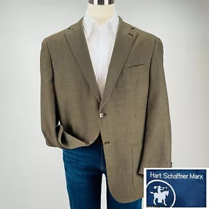 Hart Schaffner Marx Wool Hopsack Sport Coat Mens 50R Brown Blazer Suit Jacket - Picture 1 of 12